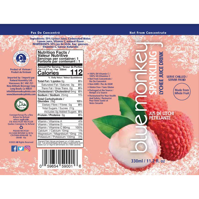 Sparkling Lychee Juice 11.2oz/330ml - 12 pack